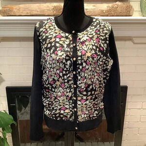 Women's Black and Pink Patterned Sweater